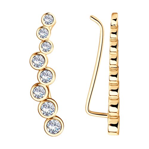 Серьги из золочёного серебра с фианитами - видео на модели