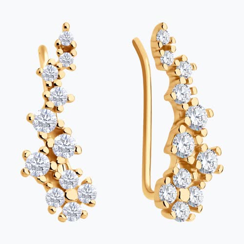 Серьги из золочёного серебра с фианитами из серебро — вид 2