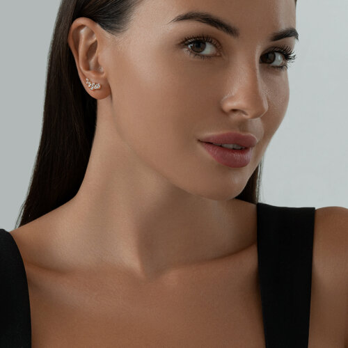 Серьги из золочёного серебра с фианитами из серебро — вид 4