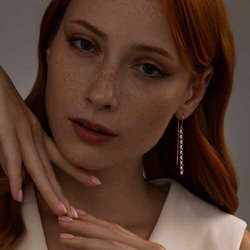 Серьги из золочёного серебра с фианитами из серебро — вид 3