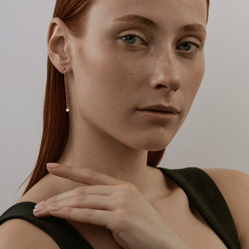 Серьги из золочёного серебра с фианитами из золочение розовое — вид 3