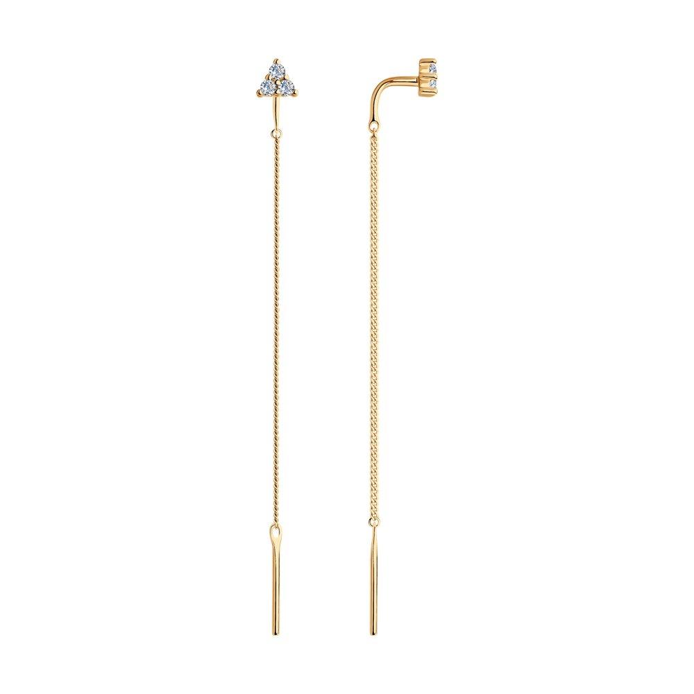 Серьги из золочёного серебра с фианитами - видео на модели