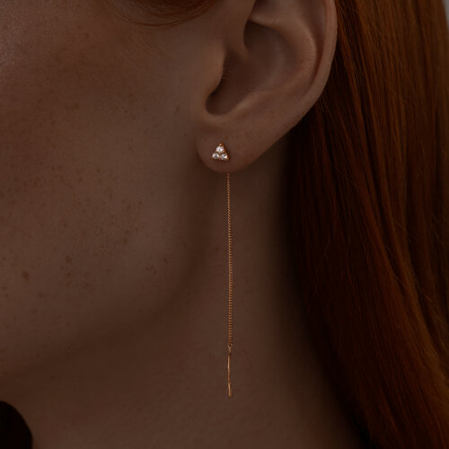 Серьги из золочёного серебра с фианитами из серебро — вид 2