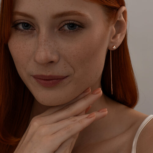 Серьги из золочёного серебра с фианитами из серебро — вид 3