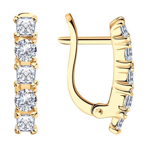 Серьги из золочёного серебра с фианитами - видео на модели