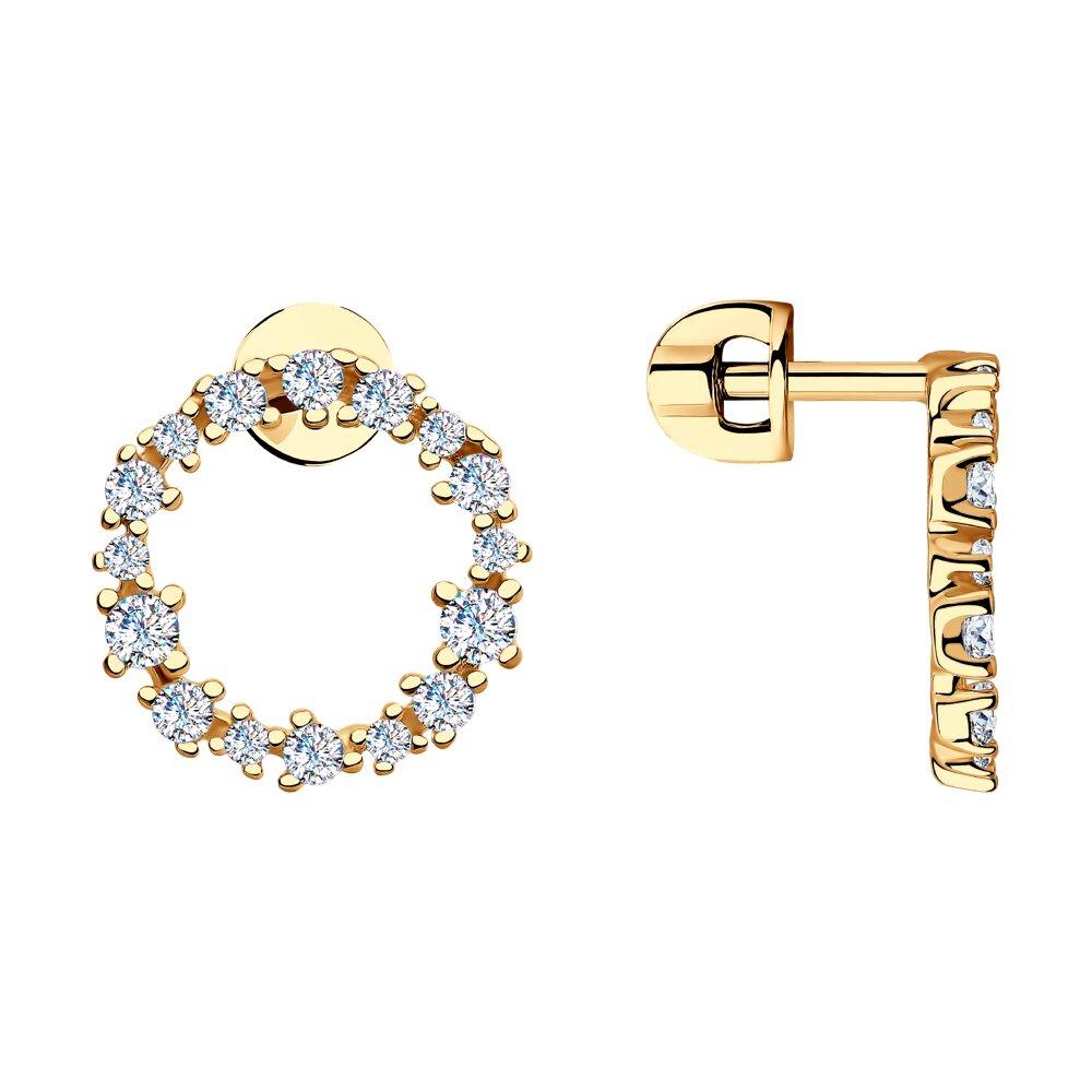 Серьги из золочёного серебра с фианитами - видео на модели