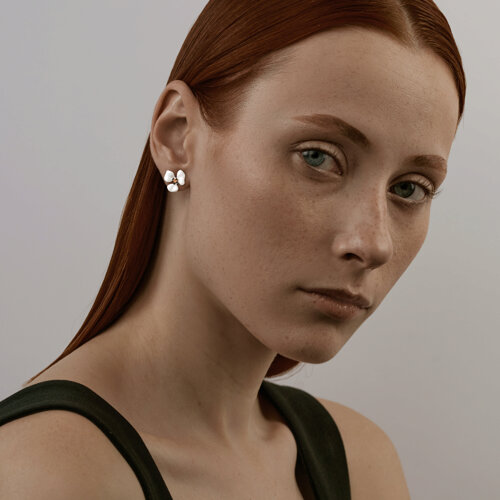 Серьги из золочёного серебра с эмалью из золочение розовое — вид 3