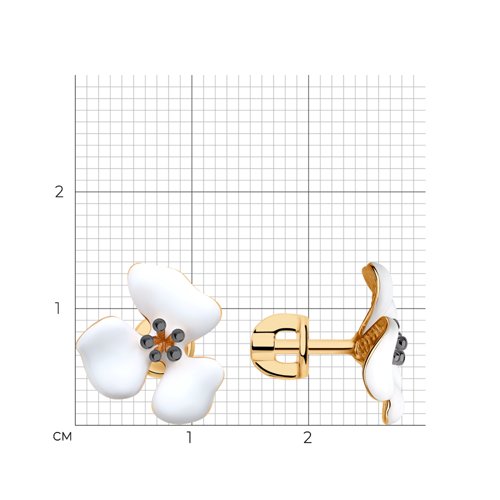 Серьги из золочёного серебра с эмалью из золочение розовое — вид 4