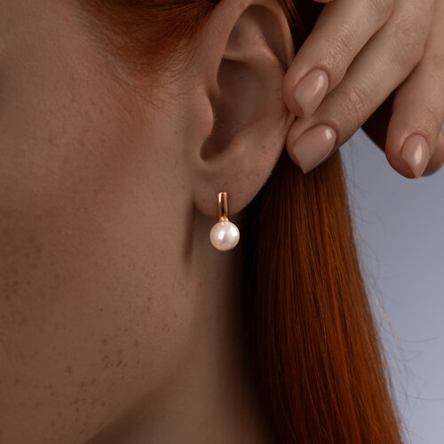 Серьги из серебра с жемчугом из золочение розовое — вид 2