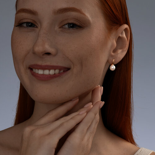 Серьги из серебра с жемчугом из золочение розовое — вид 3