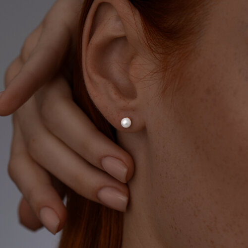 Серьги из серебра с жемчугом из золочение розовое — вид 2