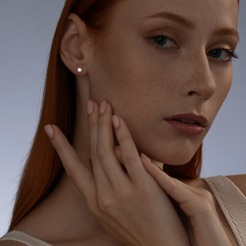 Серьги из серебра с жемчугом из золочение розовое — вид 3