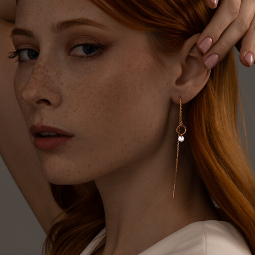 Серьги из золочёного серебра с фианитами из серебро — вид 3