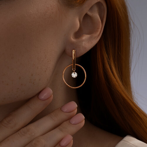 Серьги из золочёного серебра с фианитами из серебро — вид 2