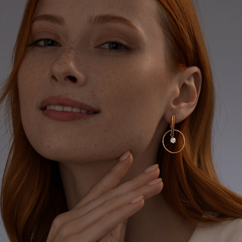 Серьги из золочёного серебра с фианитами из серебро — вид 3