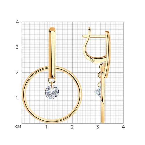 Серьги из золочёного серебра с фианитами из серебро — вид 4