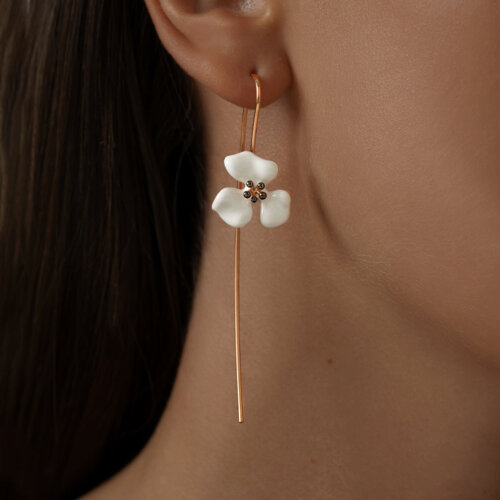 Серьги из золочёного серебра с эмалью из золочение розовое — вид 2