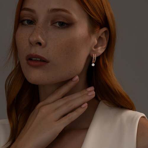 Серьги из золочёного серебра с фианитами из серебро — вид 3