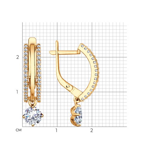 Серьги из золочёного серебра с фианитами из серебро — вид 4