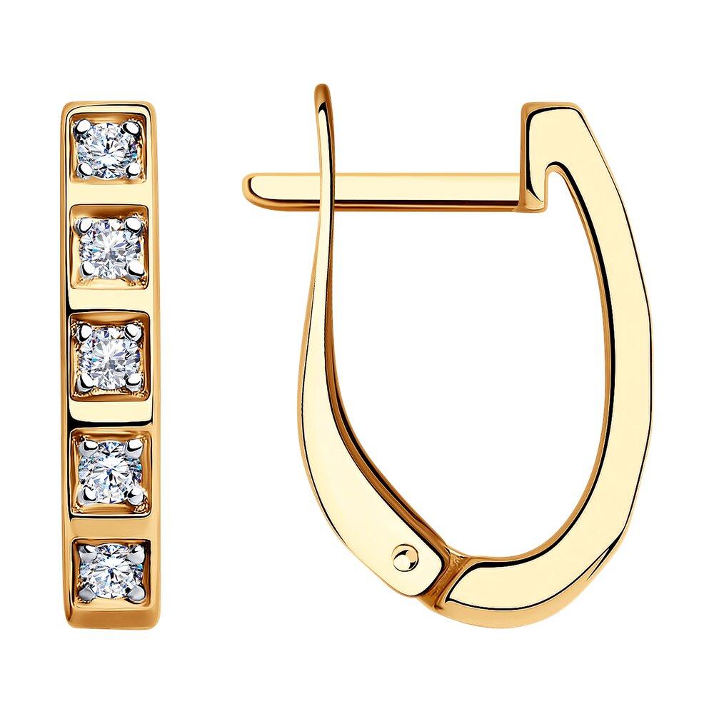 Серьги из золочёного серебра с фианитами