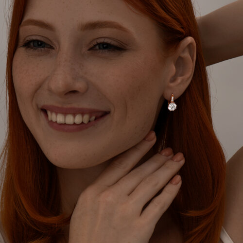 Серьги из золочёного серебра с фианитами из серебро — вид 3