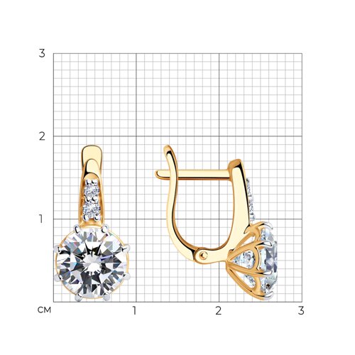 Серьги из золочёного серебра с фианитами из серебро — вид 4