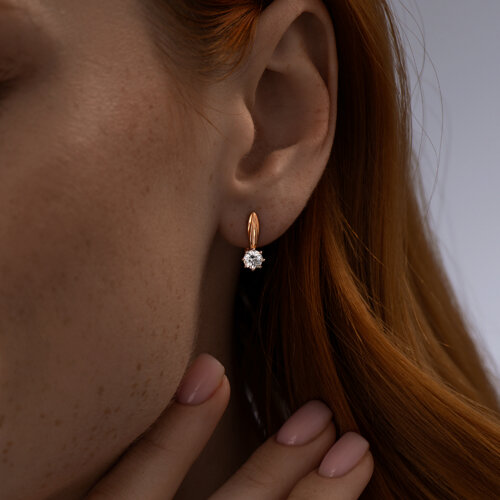 Серьги из золочёного серебра с фианитами из серебро — вид 2