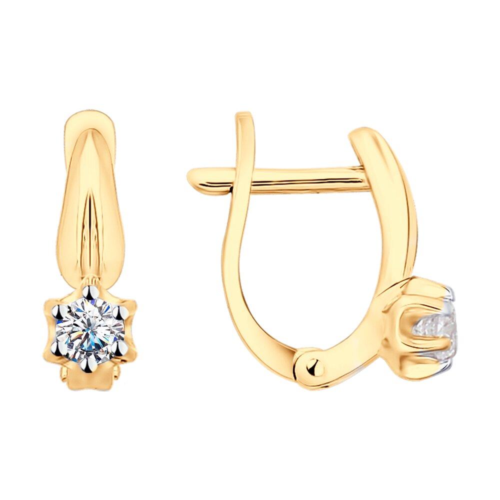 Серьги из золочёного серебра с фианитами - видео на модели