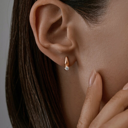 Серьги из золочёного серебра с фианитами из серебро — вид 2