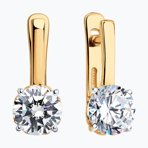 Серьги из золочёного серебра с фианитами из серебро — вид 2