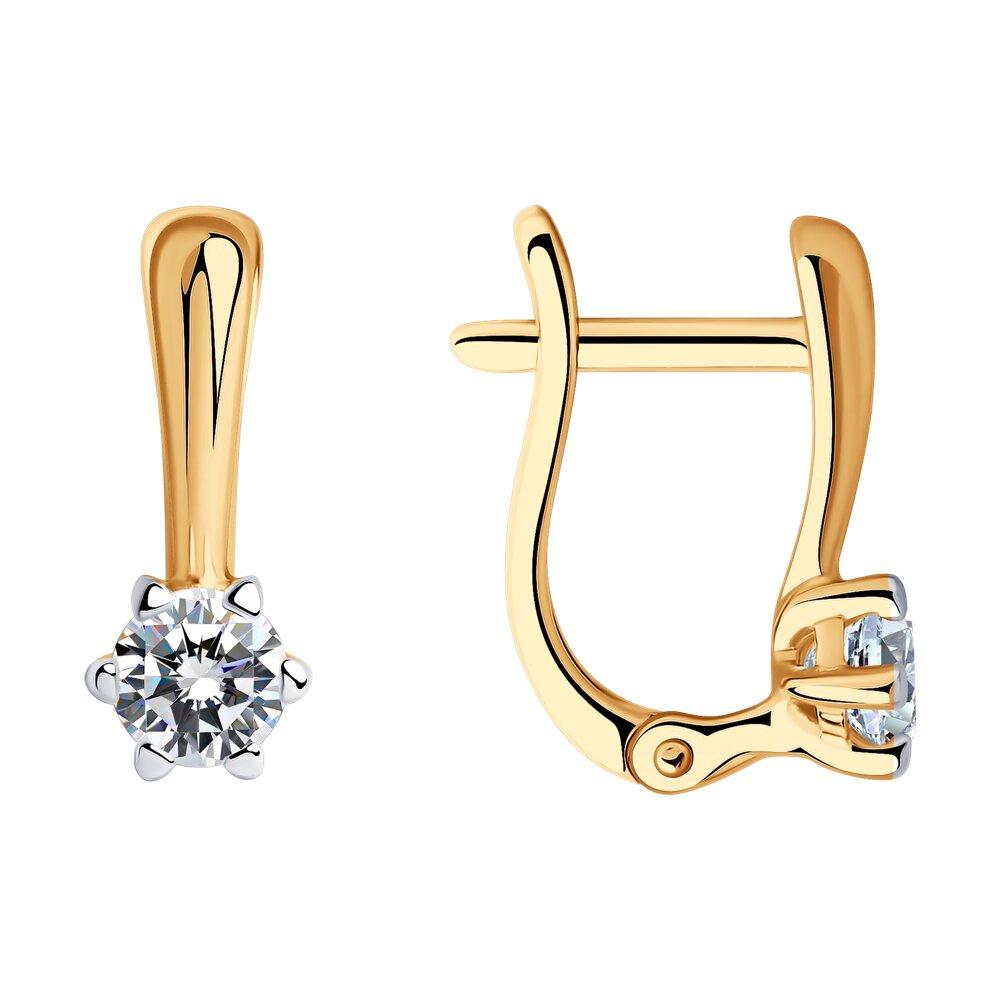 Серьги из золочёного серебра с фианитами - видео на модели