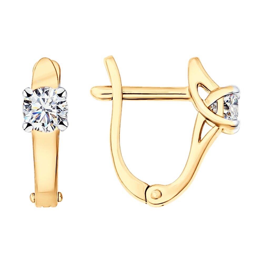 Серьги из золочёного серебра с фианитами - видео на модели