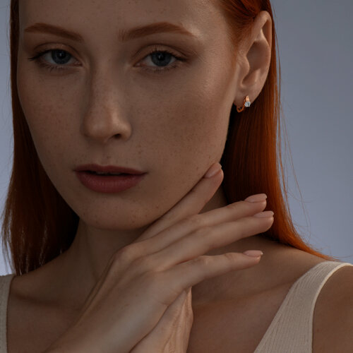 Серьги из золочёного серебра с фианитами из серебро — вид 3