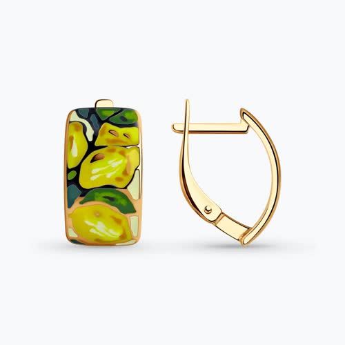 Серьги из золочёного серебра с эмалью - видео на модели