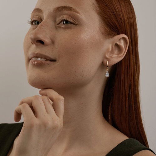 Серьги из золоченого серебра с фианитами из серебро — вид 3