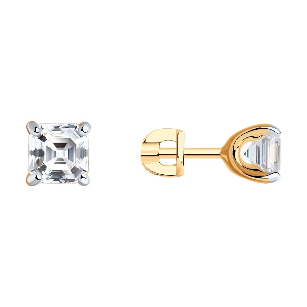 Серьги из  золоченого серебра с фианитами - видео на модели