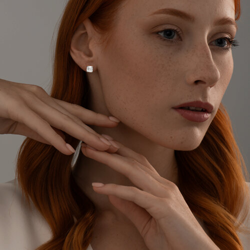 Серьги из  золоченого серебра с фианитами из серебро — вид 4