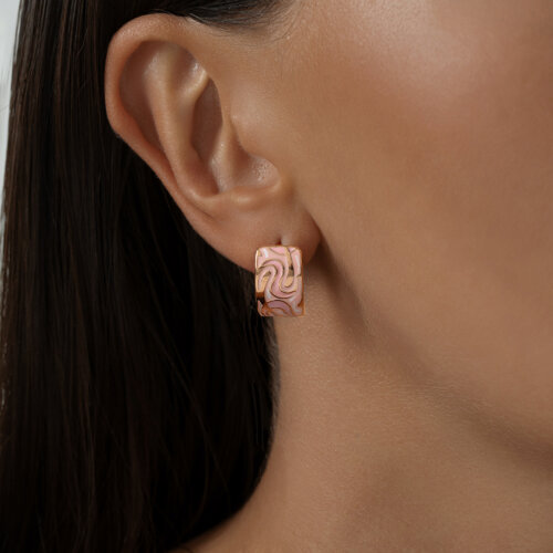 Серьги из золочёного серебра с эмалью из золочение розовое — вид 2