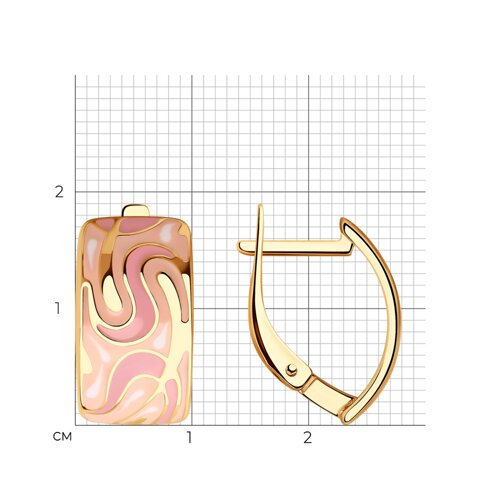 Серьги из золочёного серебра с эмалью из золочение розовое — вид 4