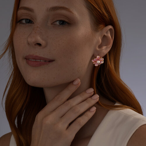 Серьги из золочёного серебра с жемчугом и эмалью из серебро — вид 4