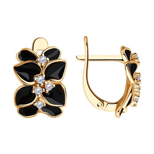 Серьги из золочёного серебра с фианитами и эмалью - видео