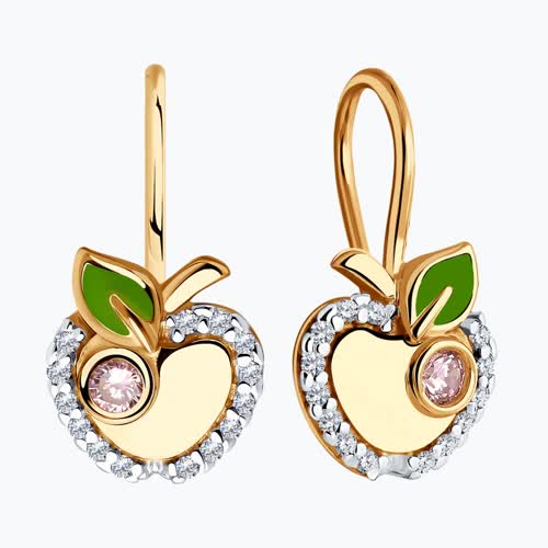 Серьги из золочёного серебра с фианитами и эмалью из серебро — вид 2