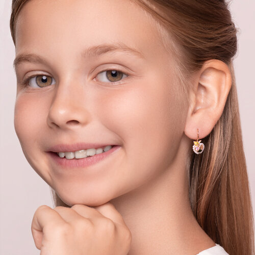 Серьги из золочёного серебра с фианитами и эмалью из серебро — вид 3