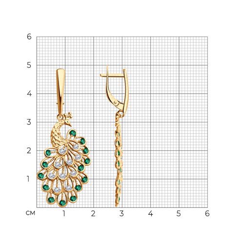 Серьги из серебра с фианитами из золочение розовое — вид 4