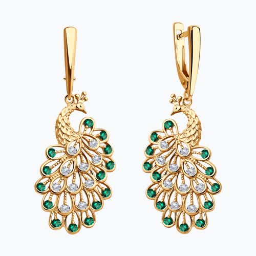 Серьги из серебра с фианитами из золочение розовое — вид 5