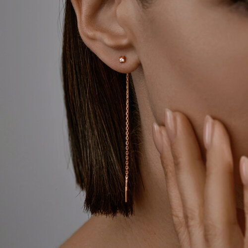 Серьги из золочёного серебра с фианитами из серебро — вид 2