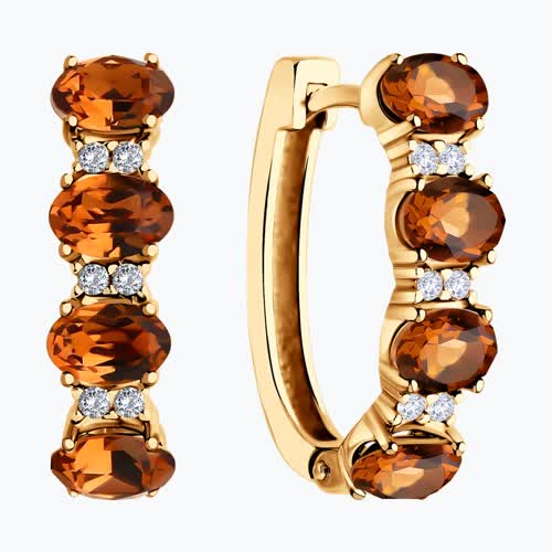 Серьги из золочёного серебра с кристаллами и фианитами из серебро — вид 2