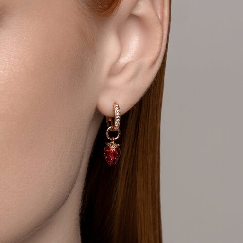 Серьги из золочёного серебра с фианитами и эмалью из серебро — вид 3