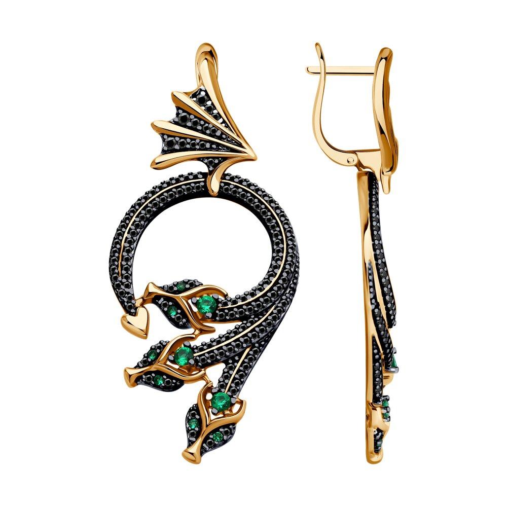 Серьги из золочёного серебра с фианитами - видео на модели