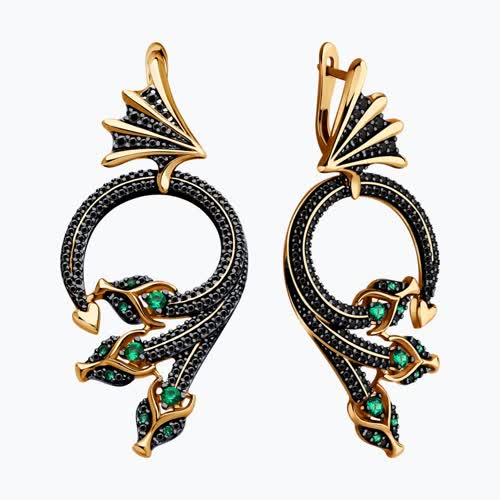 Серьги из золочёного серебра с фианитами из серебро — вид 2